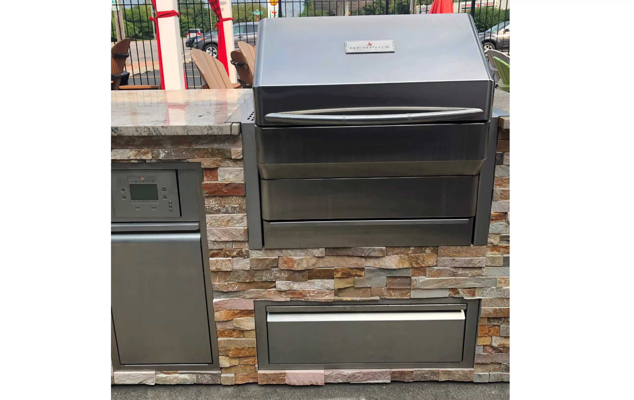 Demo Memphis Wood Fire Pellet Grill And Control Panel With Trash Drawer