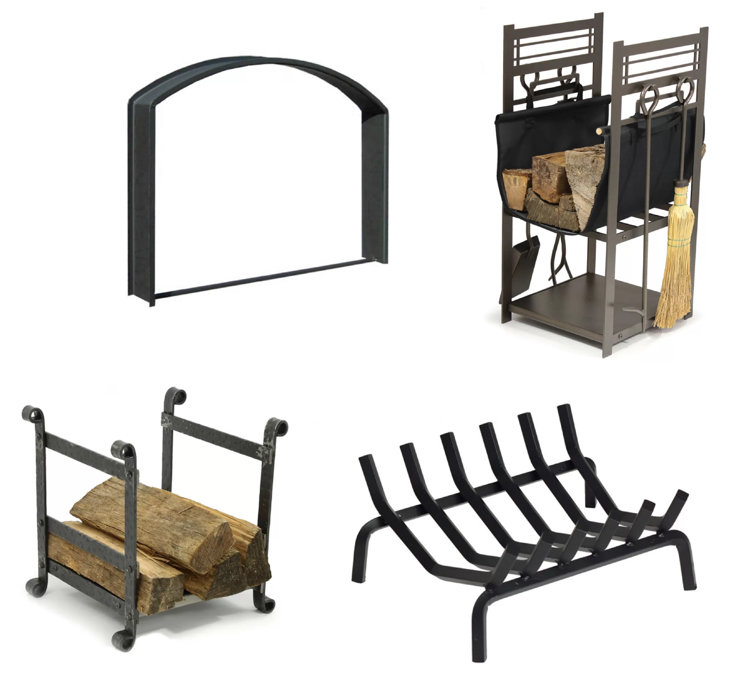 fireplace accessories, log holders, fireplace grates, tool kits, and more.
