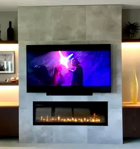 electric fireplace installation by Hearth and Home