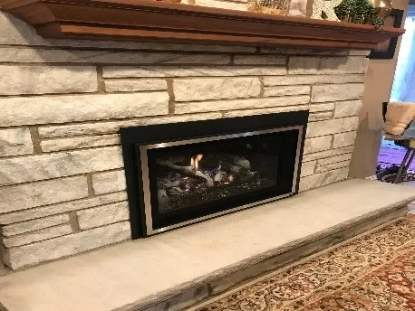 gas fireplace installation project by Hearth and Home